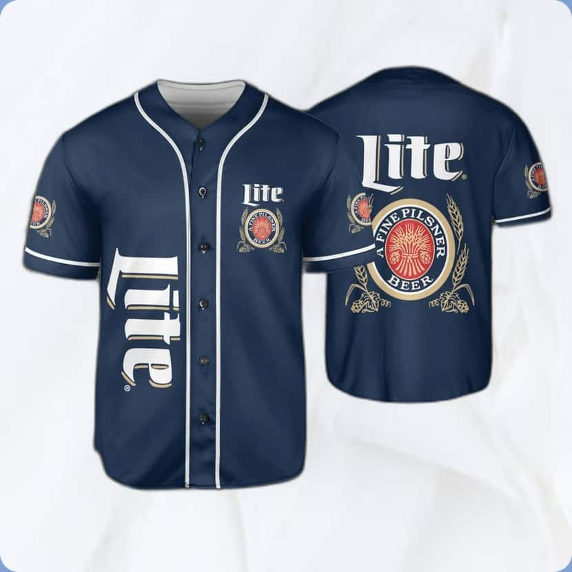 Midnight Miller Lite Baseball Jersey A Fine Pilsner Beer Baseball Fans Gift