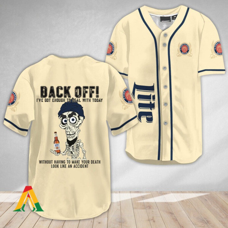 Funny Achmed Back Off Miller Lite Beer Baseball Jersey