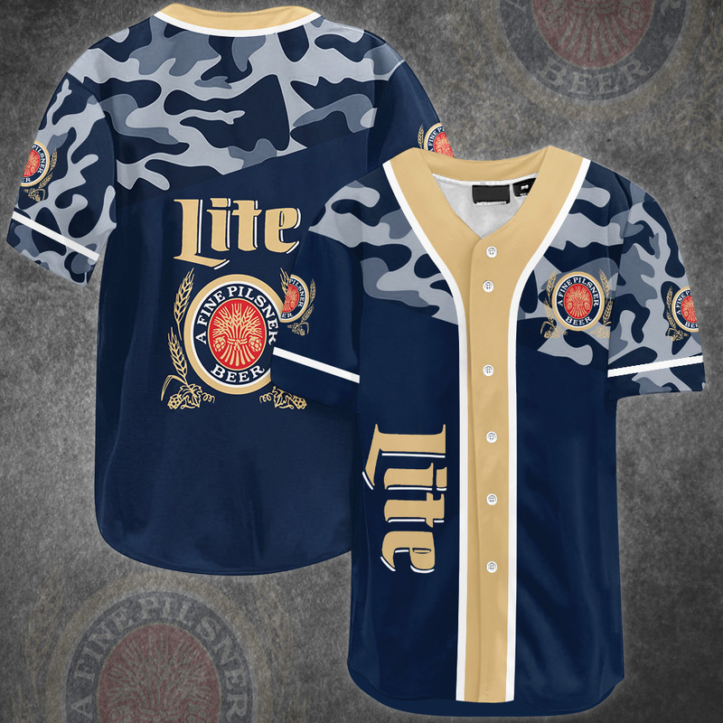 Classic Camouflage Miller Lite Baseball Jersey Baseball Fans Gift