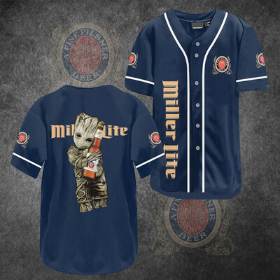 Marvel Groot Loves Miller Lite Baseball Jersey Beer Lovers Gift