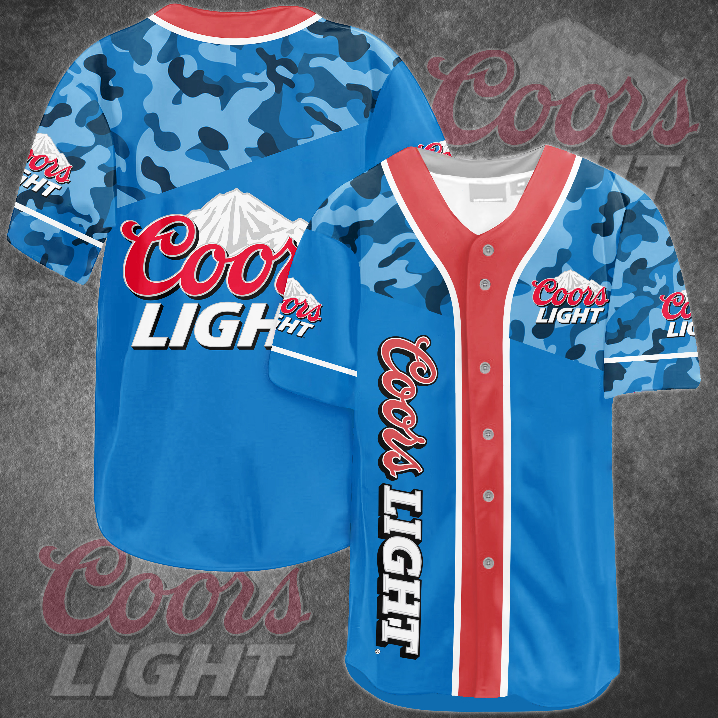 Coors Light Baseball Jersey Blue Camouflage Beer Lovers Gift