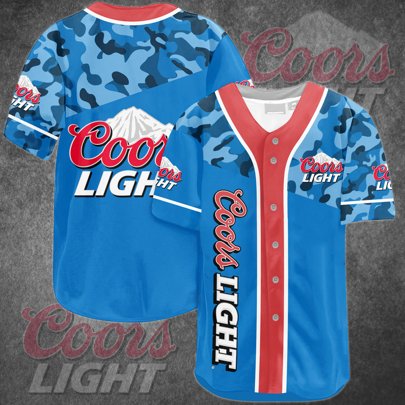 Coors Light Baseball Jersey Blue Camouflage Beer Lovers Gift Coors Light Baseball Jersey Blue Camouflage Beer Lovers Gift