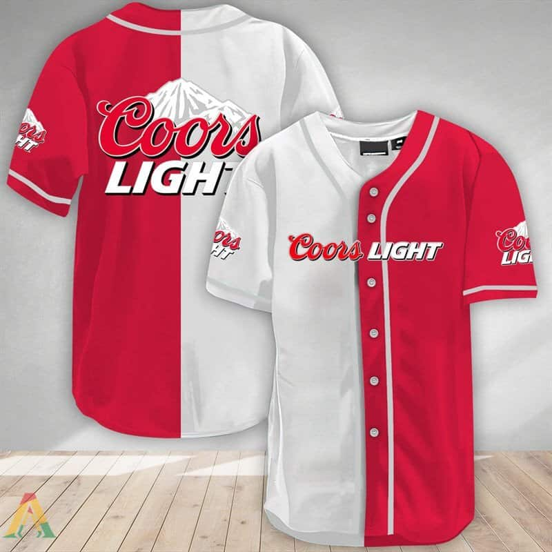 Red And White Coors Light Beer Baseball Jersey