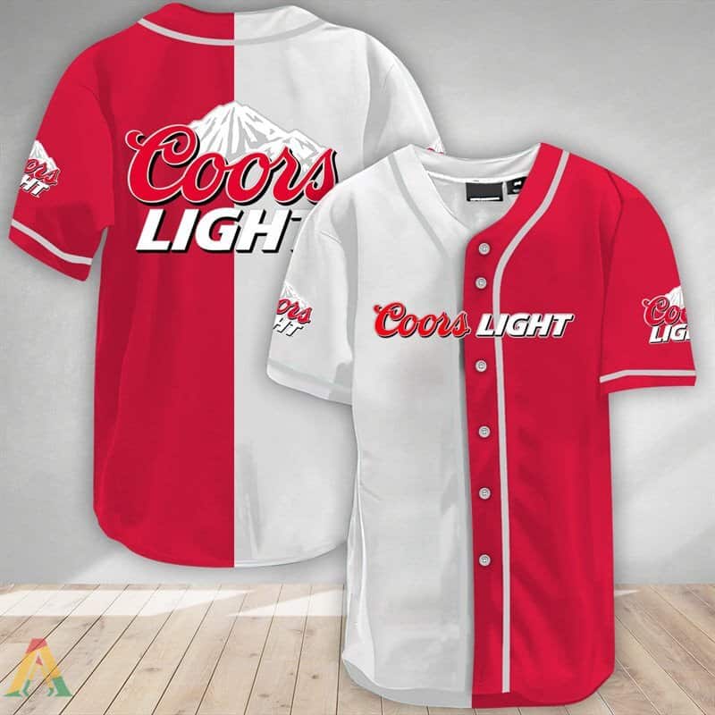 Red And White Coors Light Beer Baseball Jersey Red And White Coors Light Beer Baseball Jersey