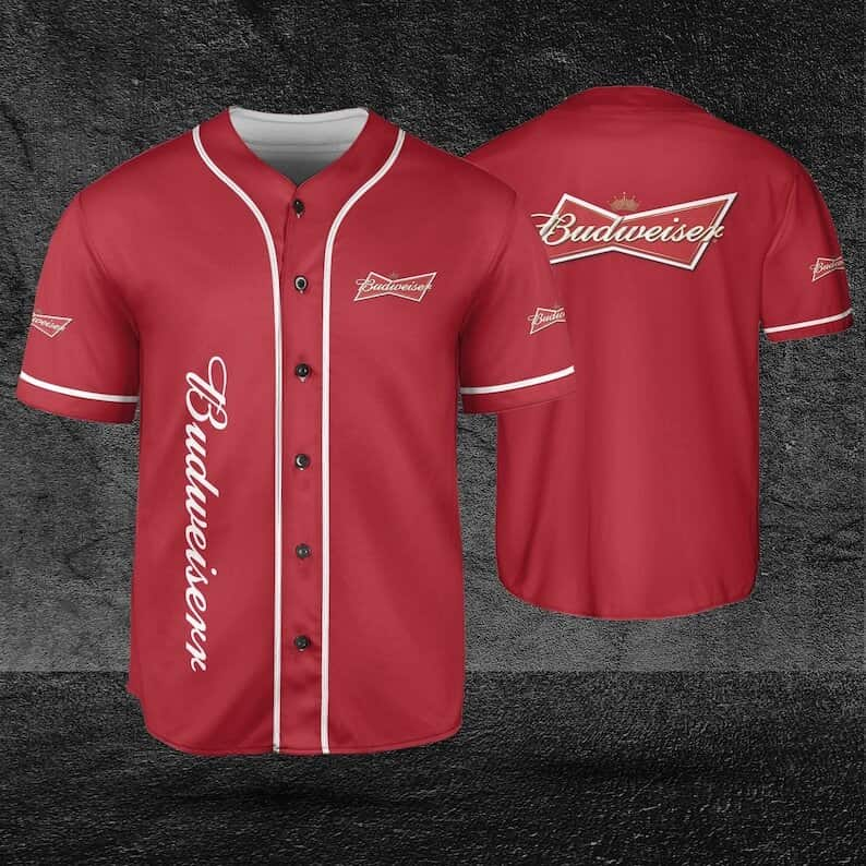 Budweiser Red Baseball Jersey Gift For Beer Lovers