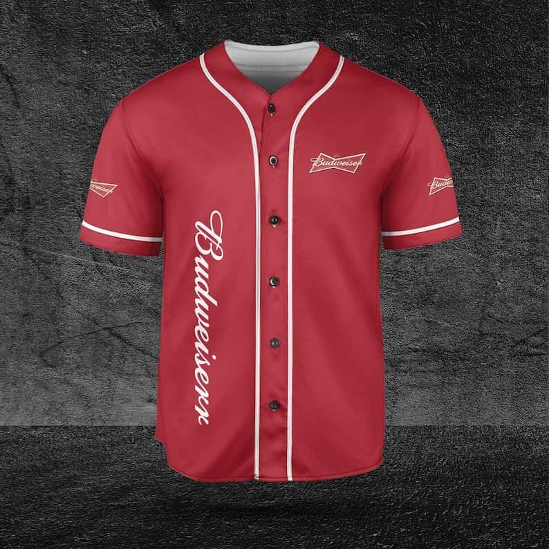 Budweiser Red Baseball Jersey Gift For Beer Lovers Budweiser Red Baseball Jersey Gift For Beer Lovers