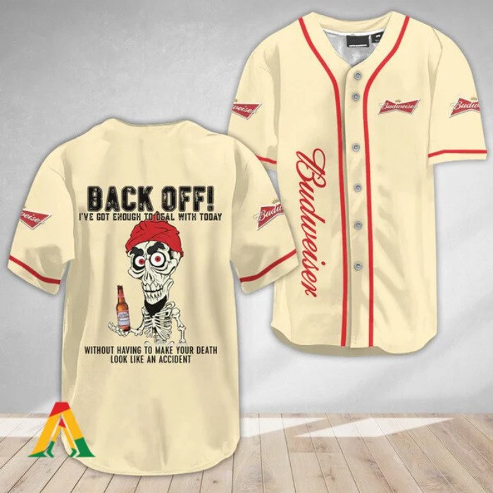 Budweiser Beer Baseball Jersey Funny Achmed Back Off