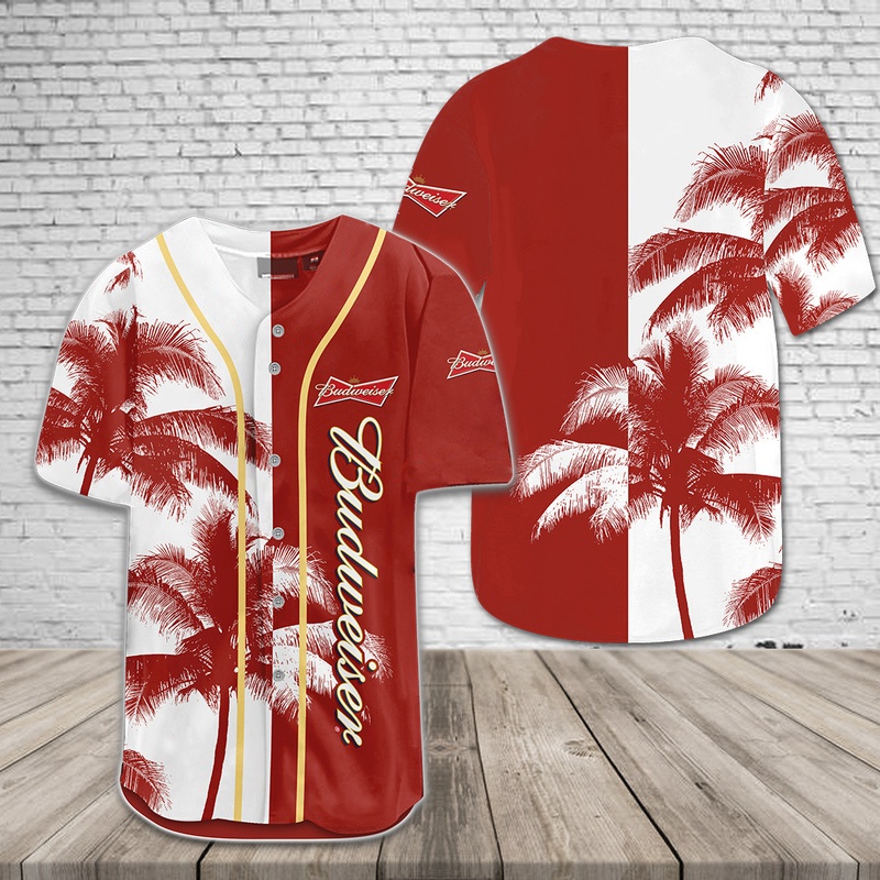 Budweiser Baseball Jersey Palm Island Gift For Baseball Fans