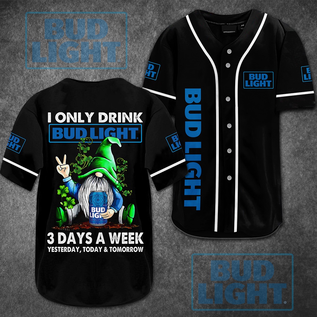 Funny Gnome Drinking 3 Days A Week Bud Light Baseball Jersey