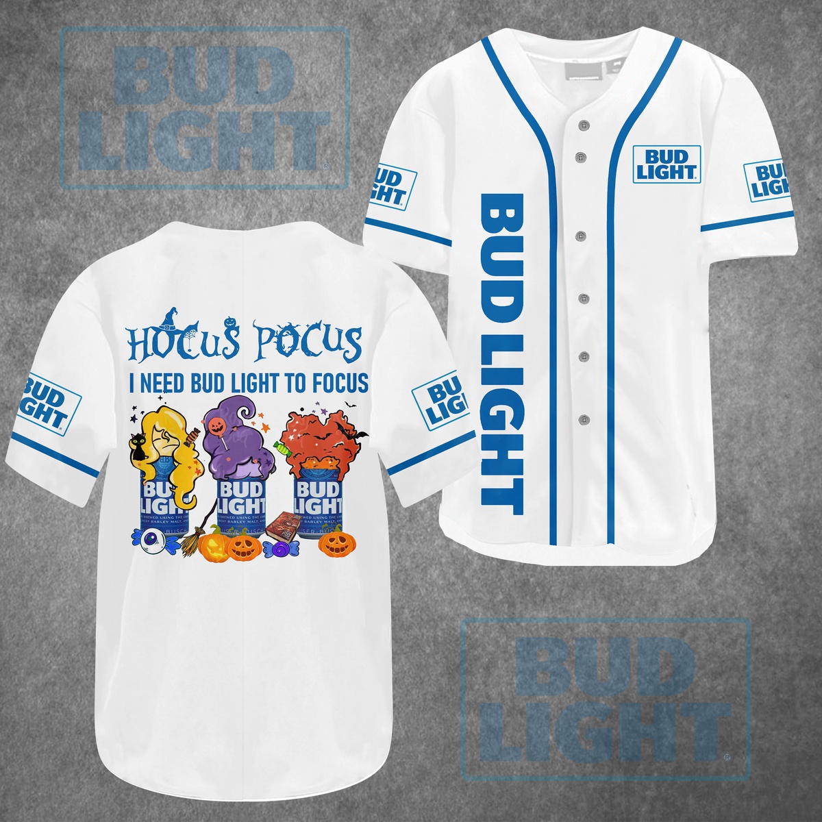 Hocus Pocus I Need Bud Light To Focus Baseball Jersey