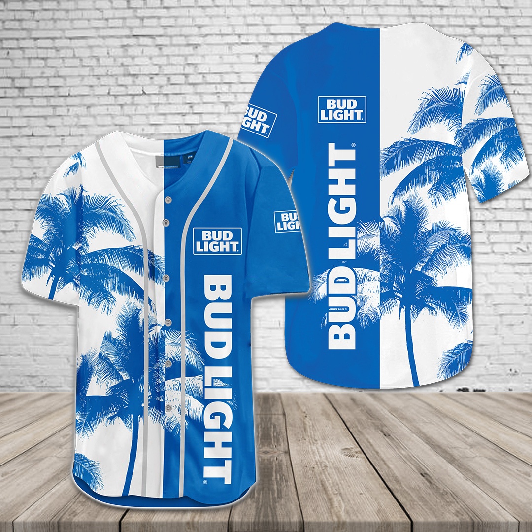 Bud Light Beer Baseball Jersey Dual Colors Palm Trees