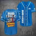 Jason Voorhees Freddy Krueger Drinking Buddies Bud Light Baseball Jersey Jason Voorhees Freddy Krueger Drinking Buddies Bud Light Baseball Jersey
