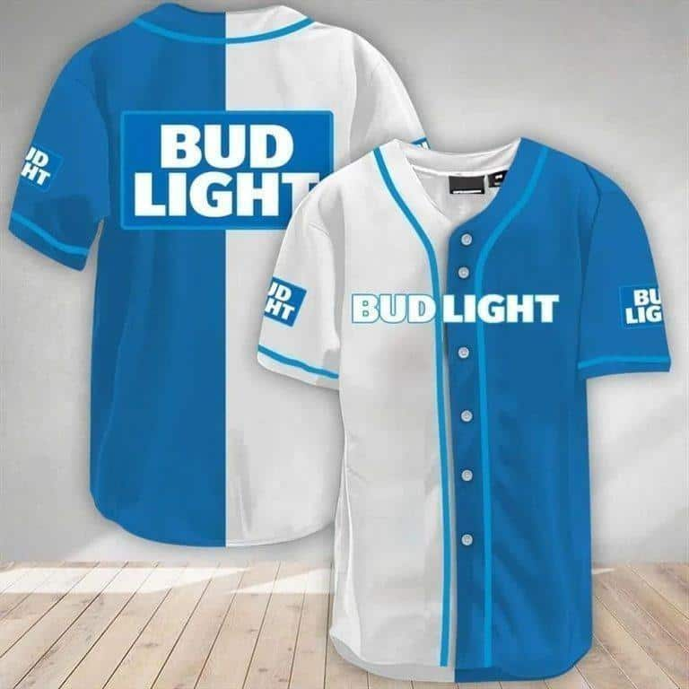 Blue White Bud Light Baseball Jersey Baseball Fans Gift