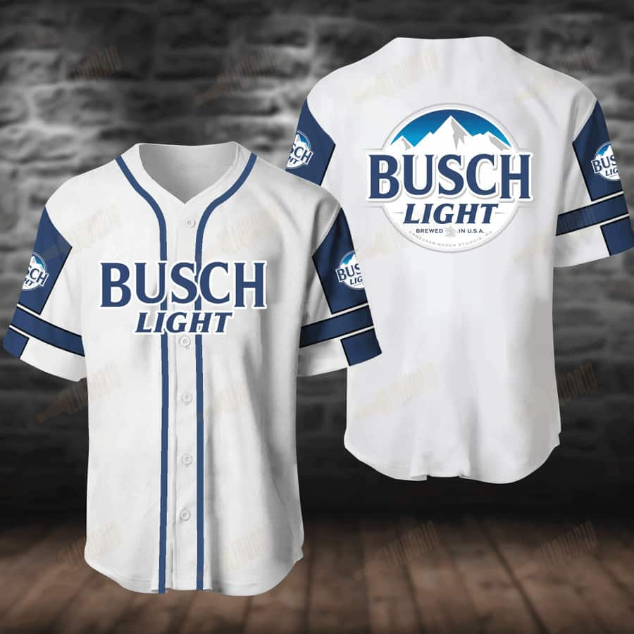 White Busch Light Baseball Jersey Beer Lovers Gift