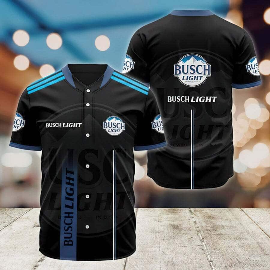 Black Busch Light Baseball Jersey Gift For Beer Lovers