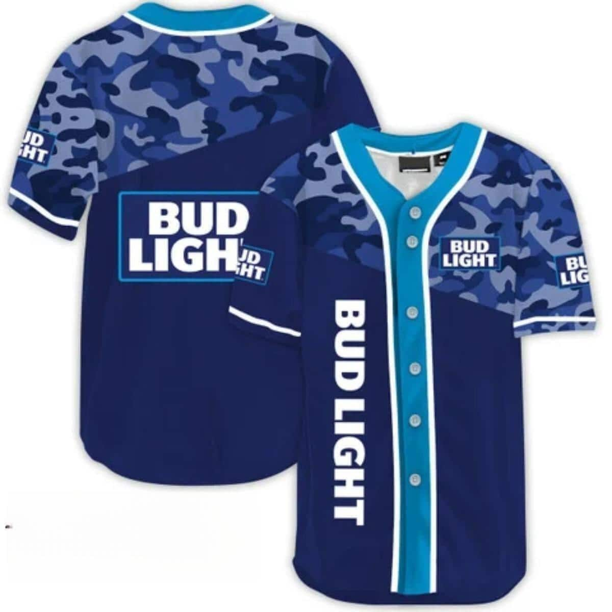 Bud Light Baseball Jersey Camouflage Pattern Beer Lovers Gift