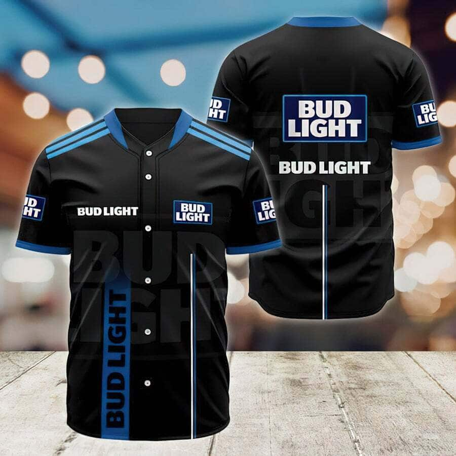 Black Bud Light Baseball Jersey Best Gift For Beer Lovers