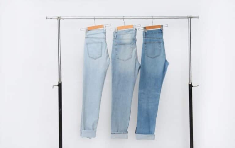 three skinny jeans hanger on white background three skinny jeans hanger on white background