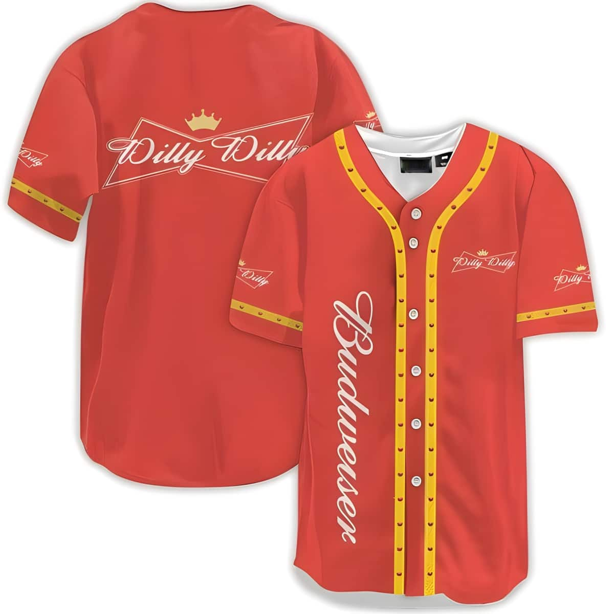 White Dilly Dilly Budweiser Beer Baseball Jersey Sports Gift For Dad