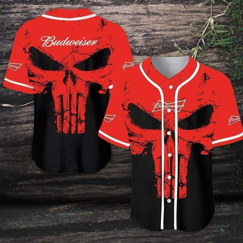 Retro Skull Budweiser Beer Baseball Jersey Sports Gift For Him