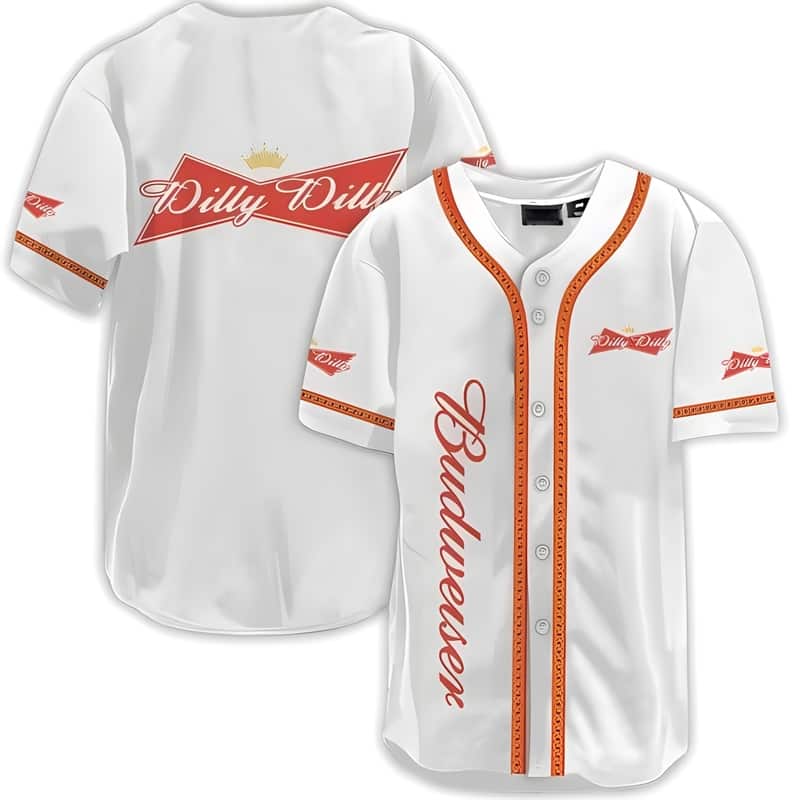 White Dilly Dilly Budweiser Baseball Jersey Beer Lovers Gift