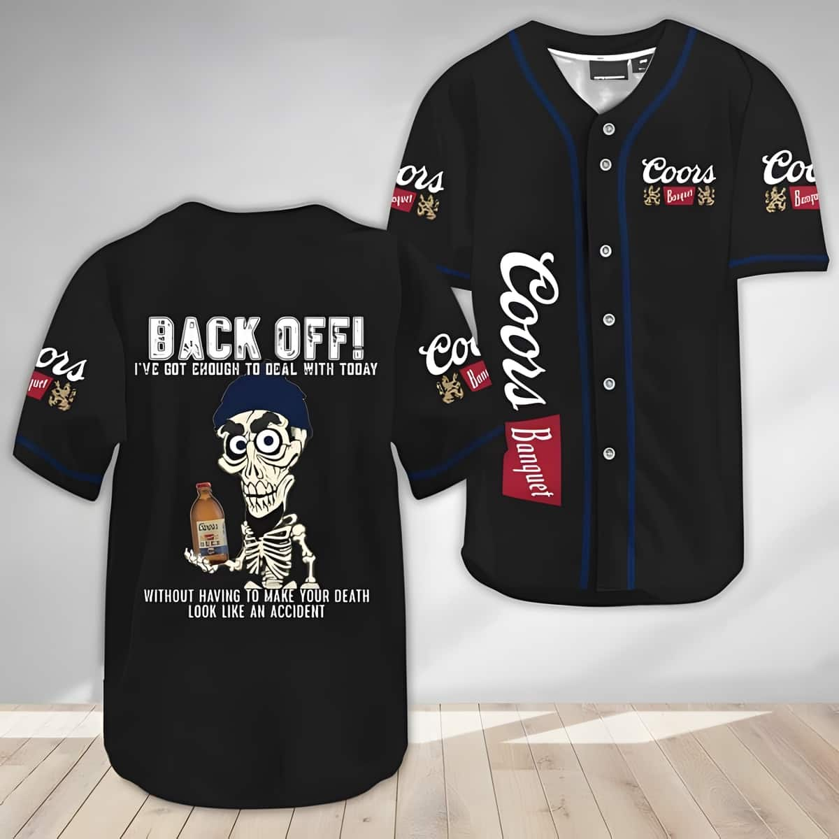 Achmed Back Off With Coors Banquet Beer Baseball Jersey