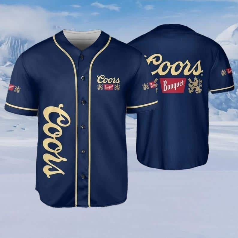 Navy Coors Banquet Baseball Jersey For Beer Lovers