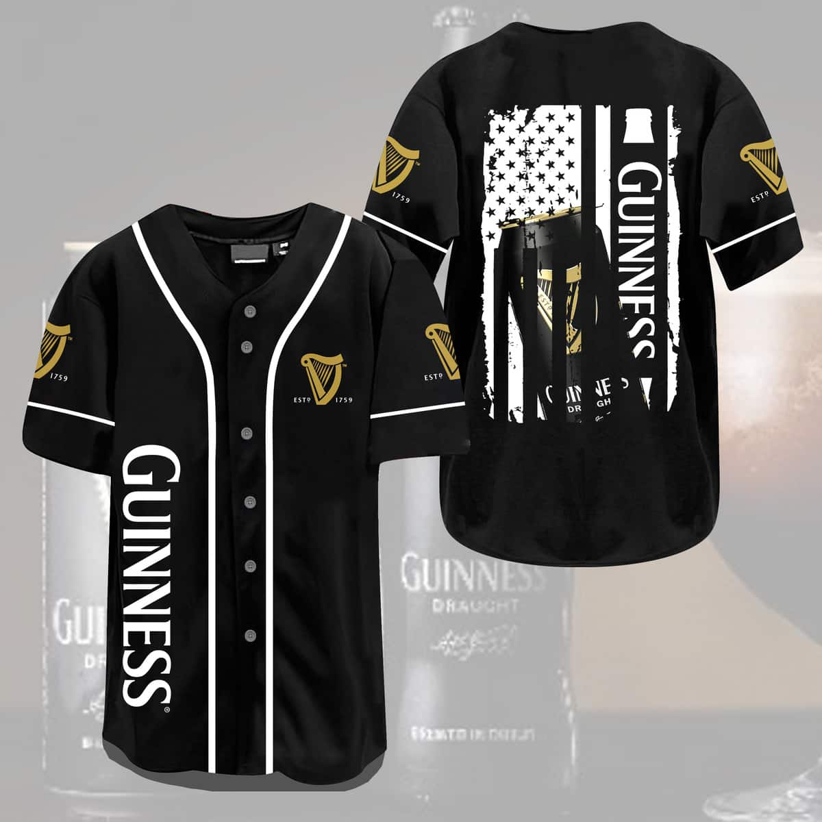 Guinness Flag Baseball Jersey Gift For Beer Drinkers