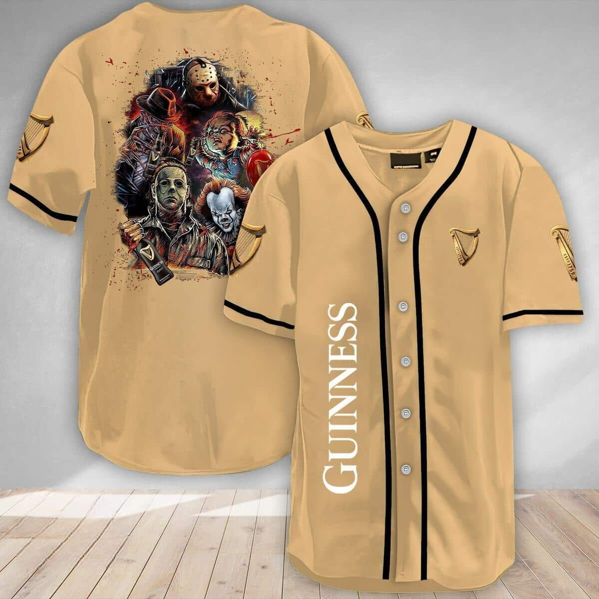 Guinness Baseball Jersey Michael Myers Jason Voorhees Freddy Krueger IT Chucky