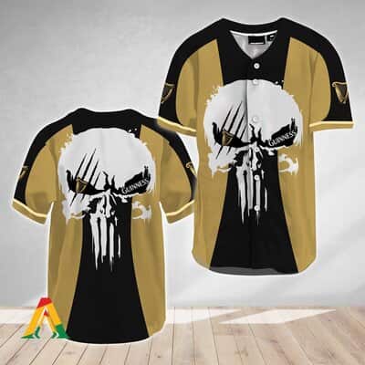 Scratchy White Ghost Skull Guinness Baseball Jersey Beer Lovers Gift