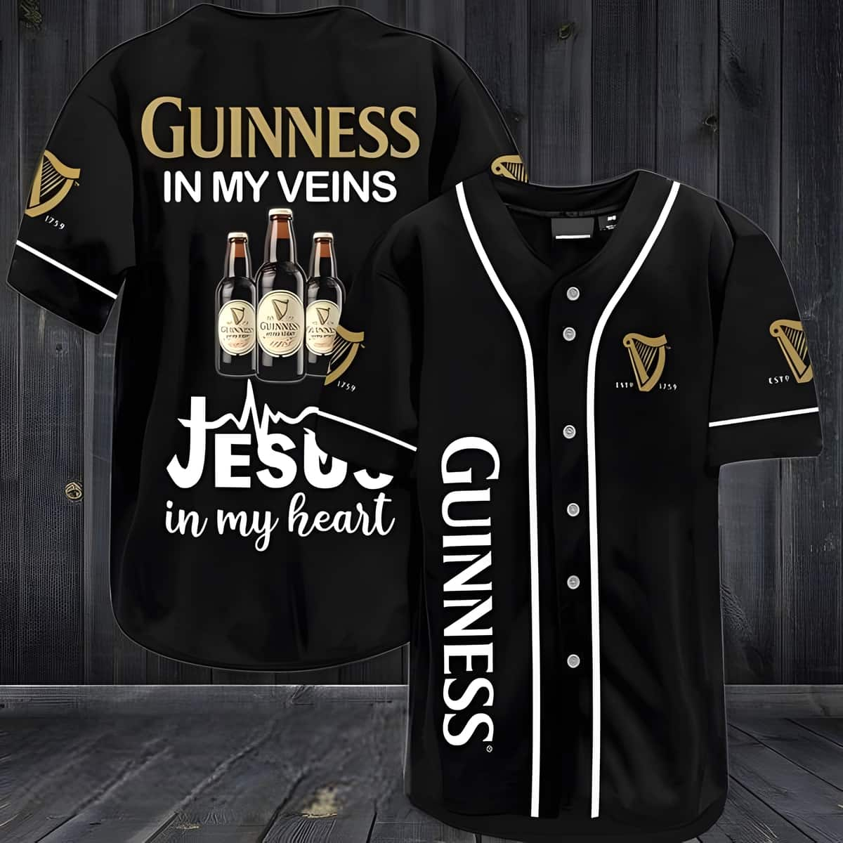 Guinness In My Veins Jesus In My Heart Baseball Jersey