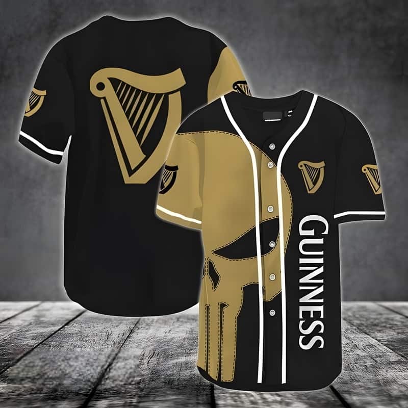 Brown Skull Guinness Baseball Jersey Beer Lovers Gift
