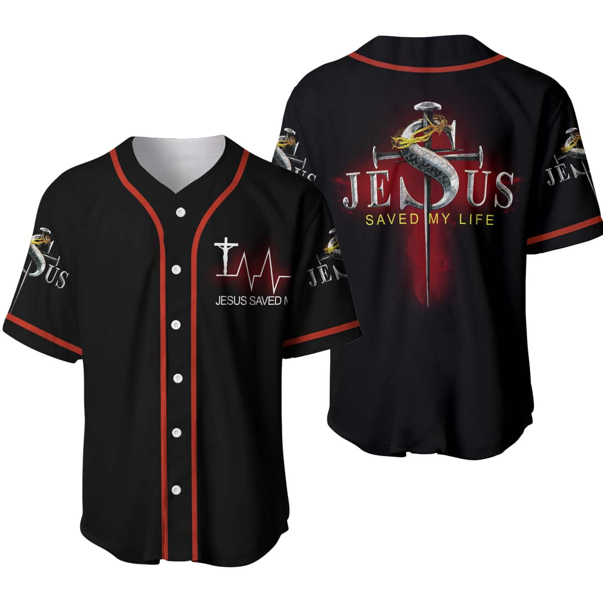 Jesus Saved My Life Baseball Jersey Christian Gift For Friends