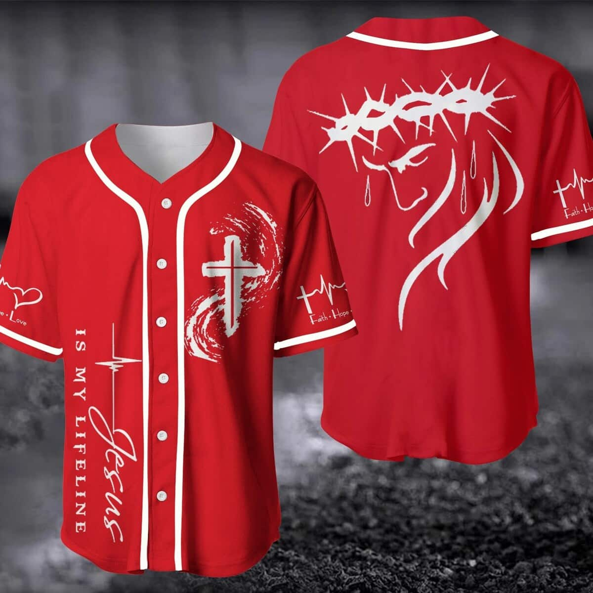 Jesus Is My Lifeline Red Baseball Jersey Christian Gift For Dad