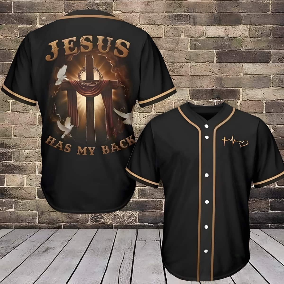 Jesus Has My Back Baseball Jersey Christian Gift For Friends