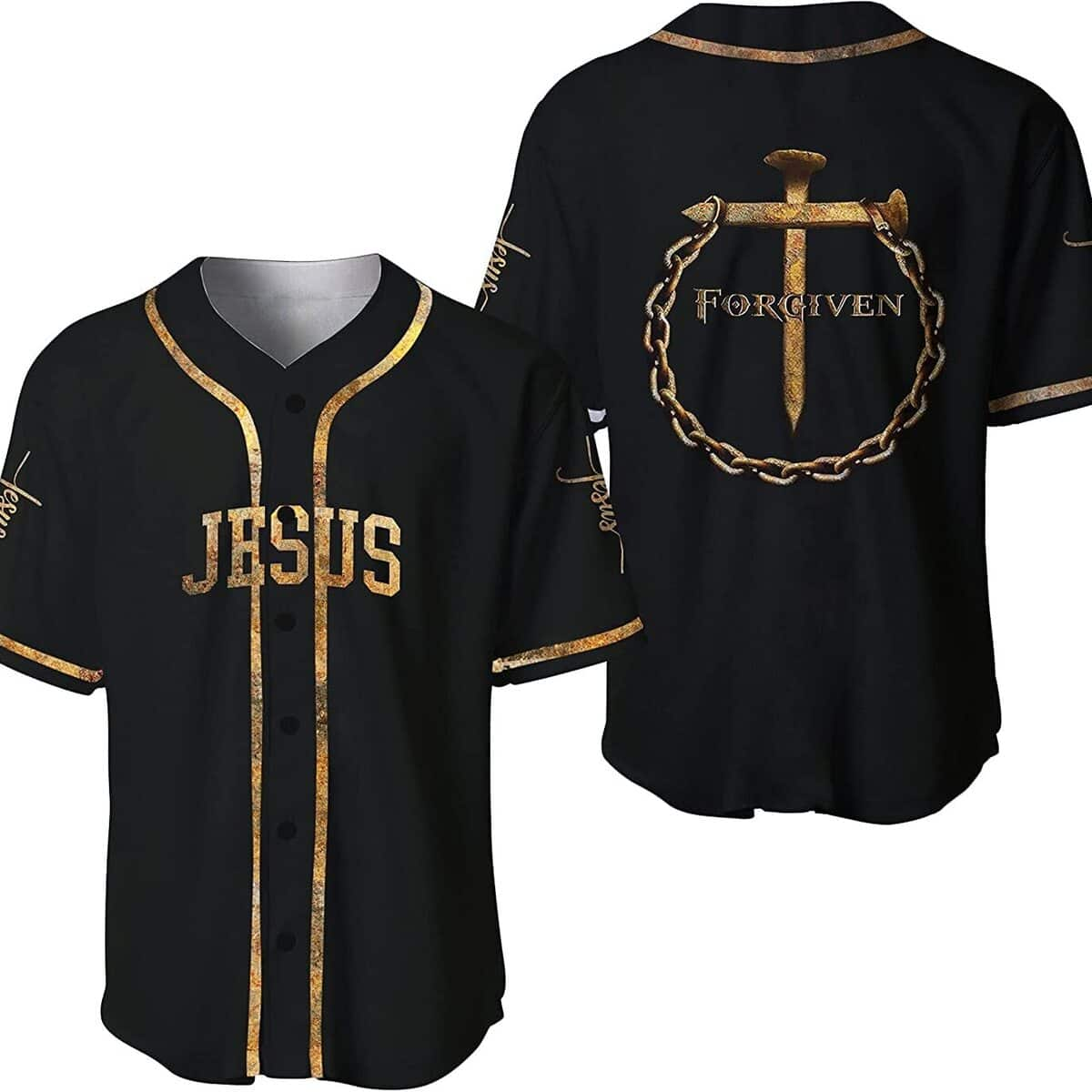 Jesus Baseball Jersey Forgiven Christian Gift For Men