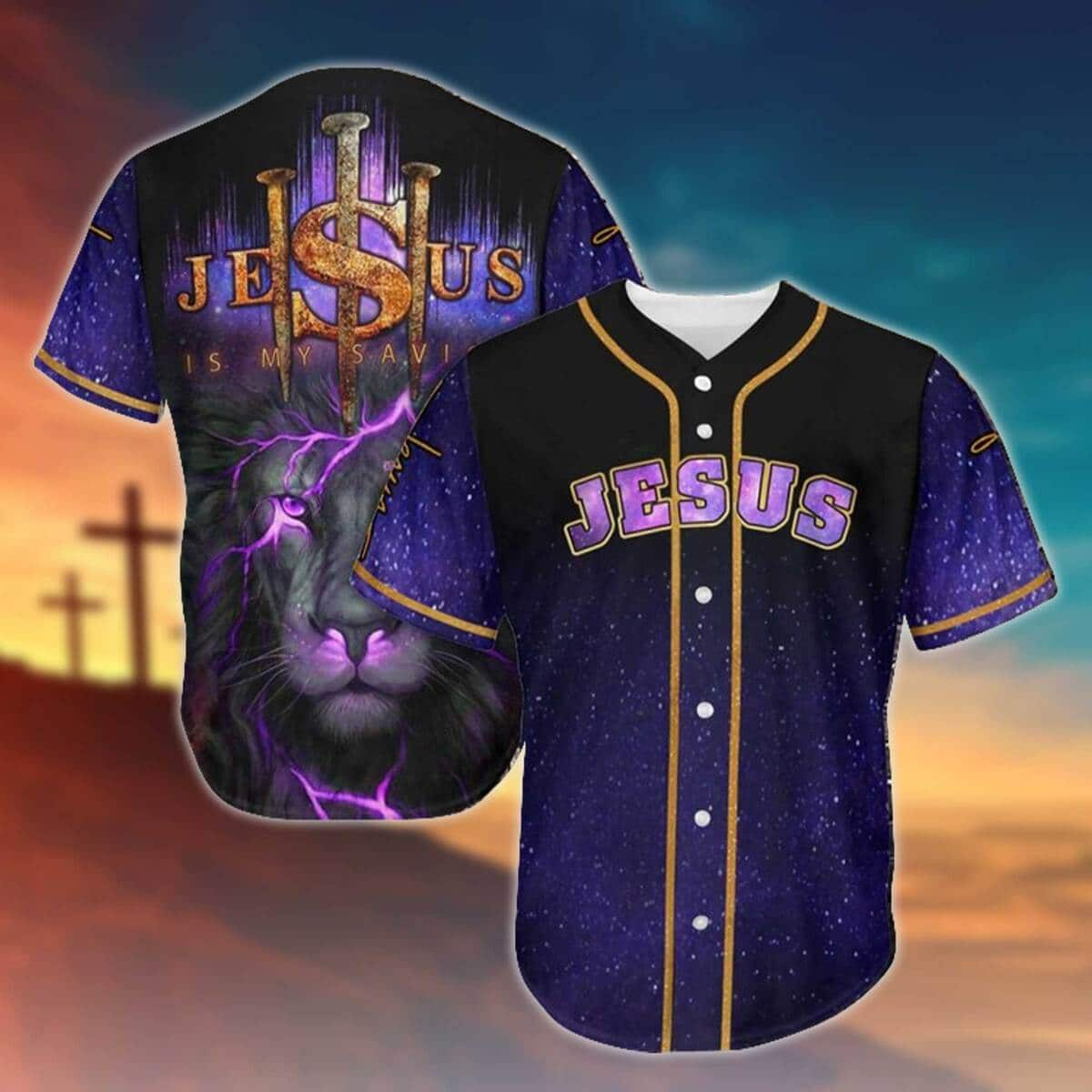 Jesus Baseball Jersey Lion Galaxy Pattern All Over Print