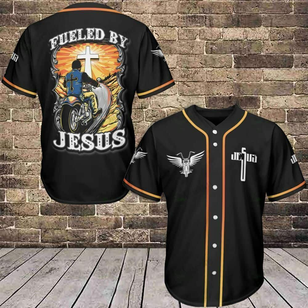 Black Fueled By Jesus Baseball Jersey Christian Gift For Men