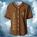 Jesus And Lion Baseball Jersey Faith Over Fear Christian Gift For Friends