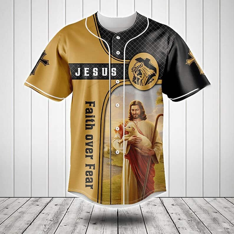 Jesus Baseball Jersey Faith Over Fear All Over Print Christian Gift For Friends