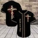 Black Faith Over Fear Jesus Saves Baseball Jersey Black Faith Over Fear Jesus Saves Baseball Jersey