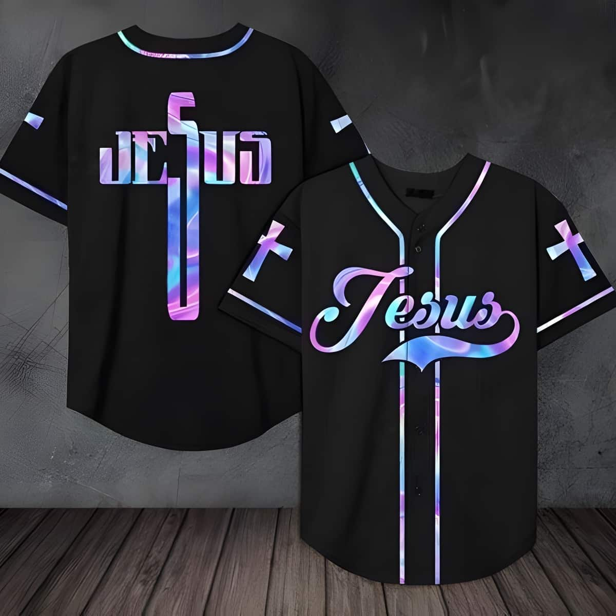 Jesus Baseball Jersey Hologram Cross Best Christian Gift