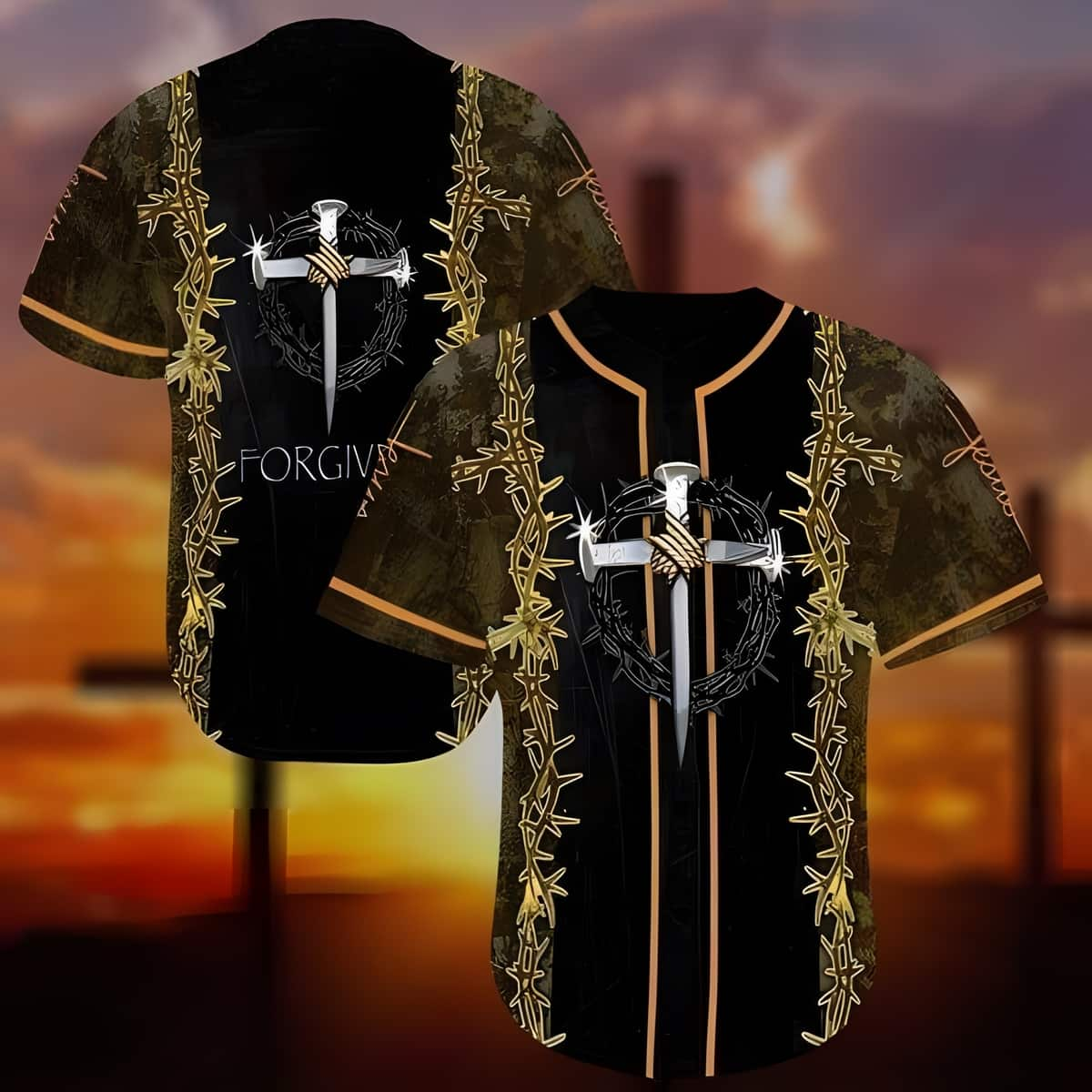 Jesus Forgiven Cross Baseball Jersey Best Christian Gift