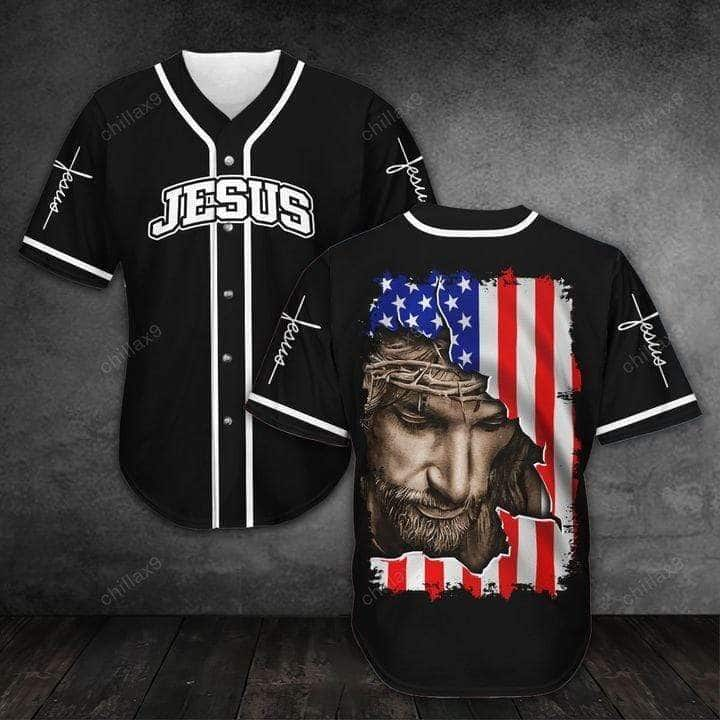 Jesus Baseball Jersey American Flag Christian Gift For Friends