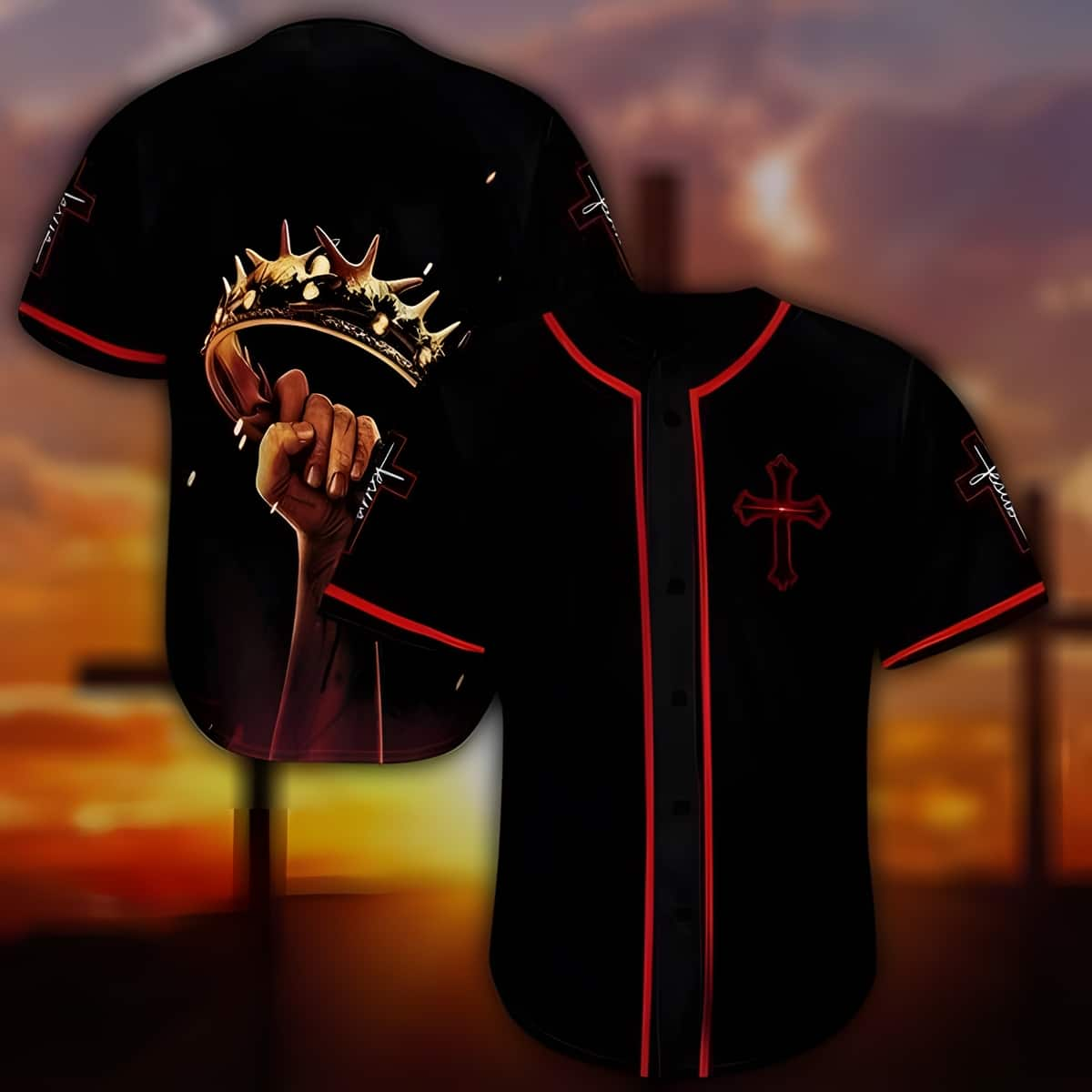 Black And Red Jesus Baseball Jersey Best Christian Gift