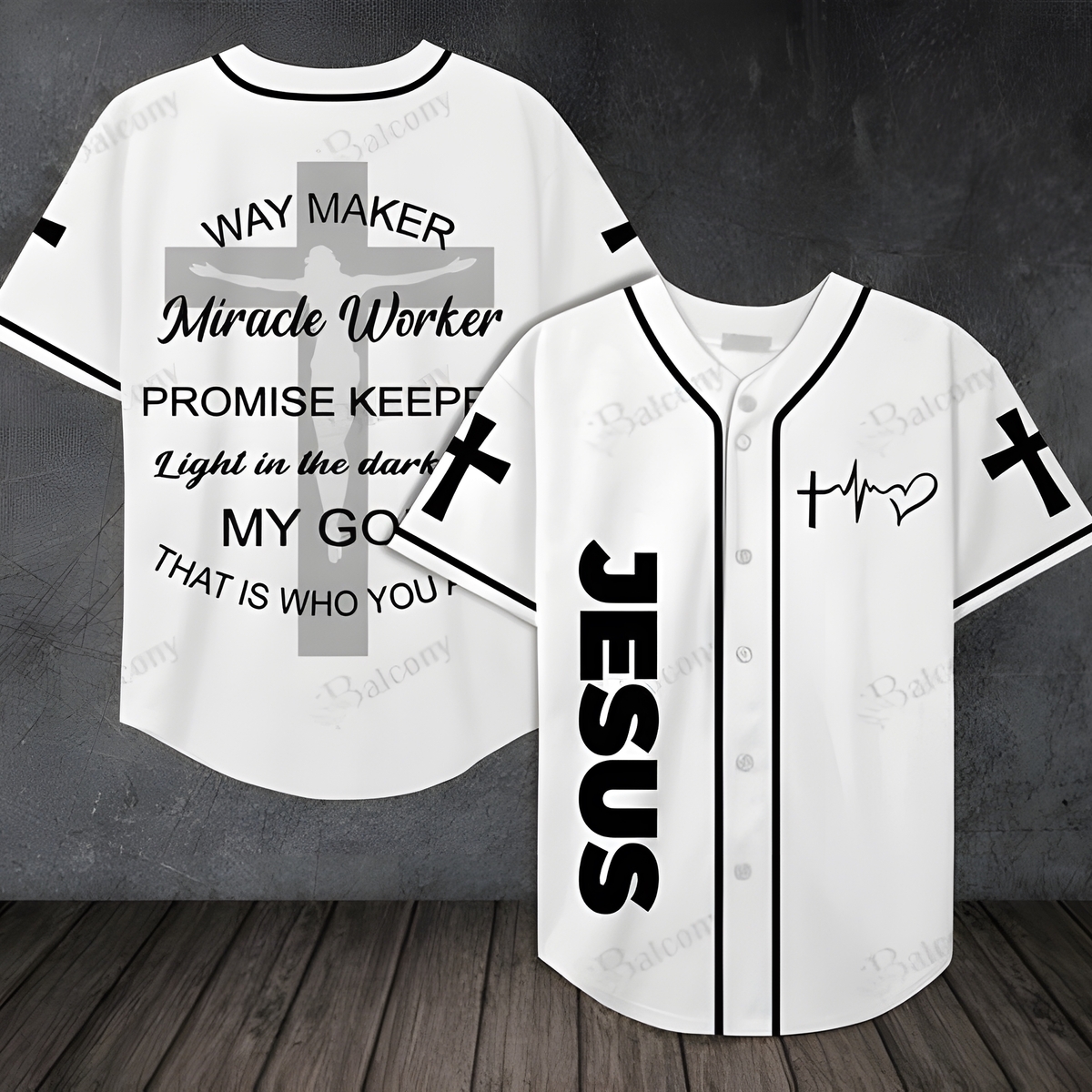 Jesus Baseball Jersey Way Maker Promise Keeper Light In The Darkness Miracle Worker