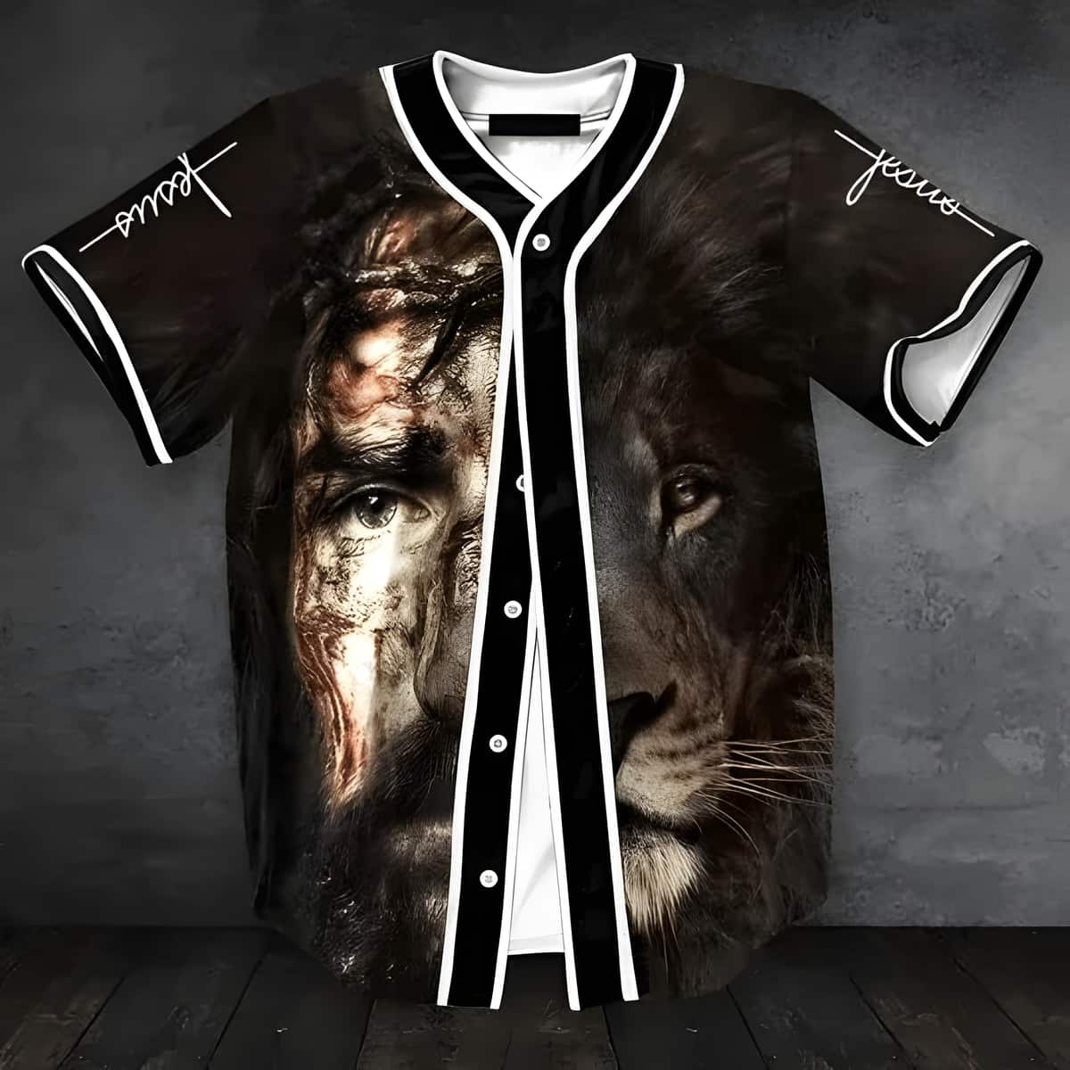 Lion Christian Jesus Baseball Jersey Christian Gift For Dad