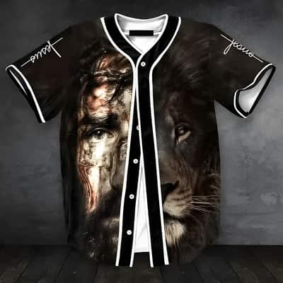 Lion Christian Jesus Baseball Jersey Christian Gift For Dad