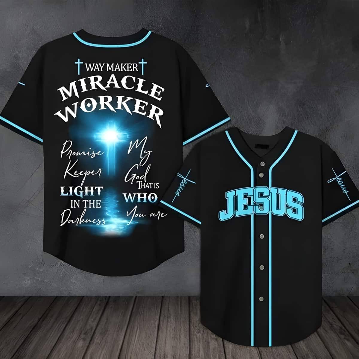 Jesus Baseball Jersey Way Maker Promise Keeper Light In The Darkness