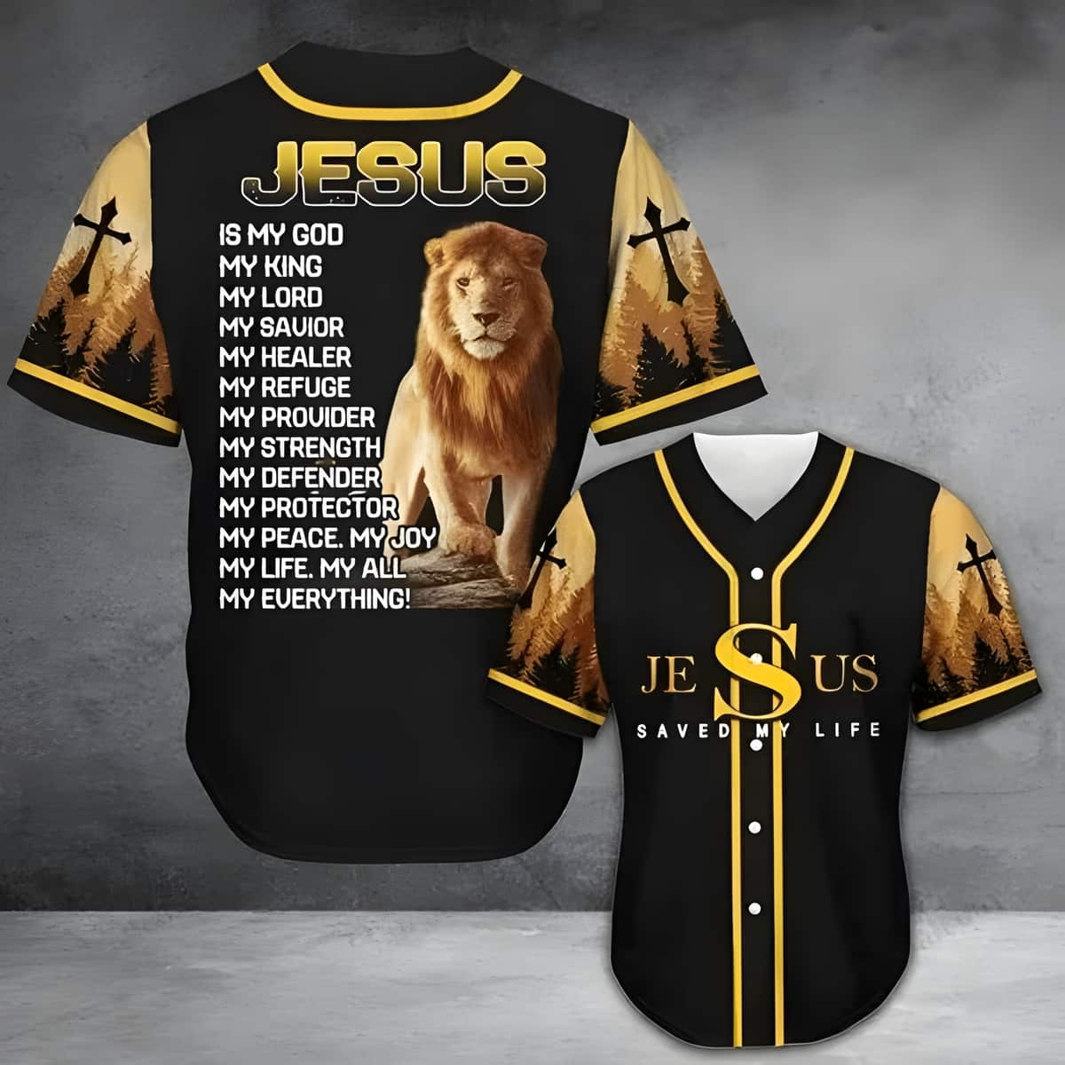 Lion Jesus Baseball Jersey Is My God My King My Lord My Savior...My Everything